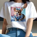 コーギー Tシャツ レディース 犬ファン 半袖 春夏 犬柄 プリント カジュアル かわいい 人間用 個性派 ここだけのデザイン 面白 リボン コーギー ギンガムチェック ワンピース