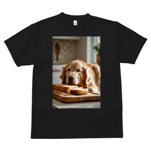 楽天フロントップ楽天市場店ゴールデンレトリバー Tシャツ メンズ キッズ 犬ファン 半袖 春夏 犬柄 プリント カジュアル かわいい 人間用 個性派 ここだけのデザイン 面白 パン ゴールデンレトリバー キッチン
