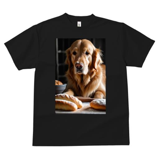 ゴールデンレトリバー Tシャツ レディース 犬ファン 半袖 春夏 犬柄 プリント カジュアル かわいい 人間用 個性派 ここだけのデザイン 面白 パン ゴールデンレトリバー ボウル 木