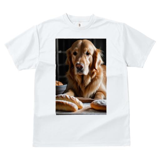ゴールデンレトリバー Tシャツ レディース 犬ファン 半袖 春夏 犬柄 プリント カジュアル かわいい 人間用 個性派 ここだけのデザイン 面白 パン ゴールデンレトリバー ボウル 木