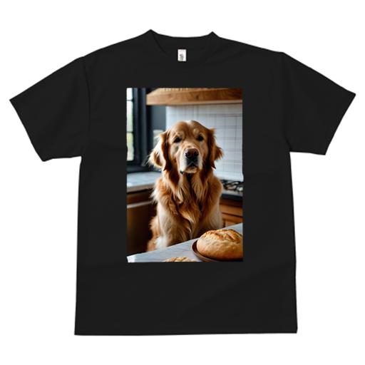 ゴールデンレトリバー Tシャツ レディース 犬ファン 半袖 春夏 犬柄 プリント カジュアル かわいい 人間用 個性派 ここだけのデザイン 面白 パン ゴールデンレトリバー キッチン