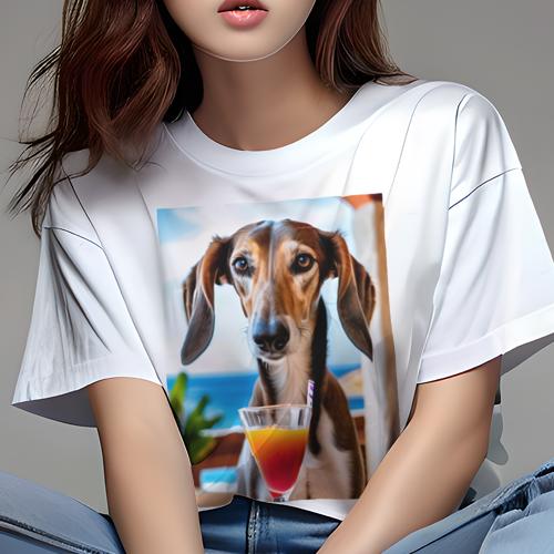 サルーキ Tシャツ レディース 犬ファン 半袖 春夏 犬柄 プリント カジュアル かわいい 人間用 個性派 ..