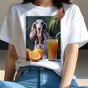 サルーキ Tシャツ レディース 犬ファン 半袖 春夏 犬柄 プリント カジュアル かわいい 人間用 個性派 ここだけのデザイン 面白 オレンジジュース サルーキ オレンジ ジュース 飲み物