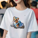 コーギー Tシャツ レディース 犬ファン 半袖 春夏 犬柄 プリント カジュアル かわいい 人間用 個性派 ここだけのデザイン 面白 リボン コーギー ワンピース