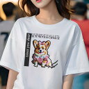 コーギー Tシャツ レディース 犬ファン 半袖 春夏 犬柄 プリント カジュアル かわいい 人間用 個性派 ここだけのデザイン 面白 リボン コーギー ギンガムチェック ワンピース