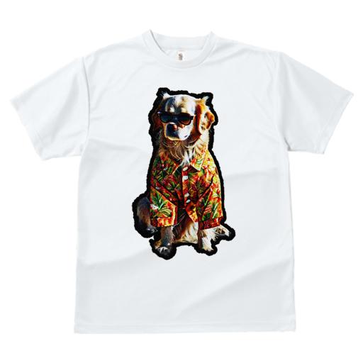 ゴールデンレトリバー Tシャツ レディース 犬ファン 半袖 春夏 犬柄 プリント カジュアル かわいい 人間用 個性派 ここだけのデザイン 面白 アロハシャツ ゴールデンレトリバー サングラス