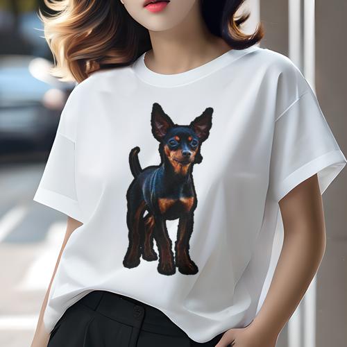 ミニチュアピンシャー Tシャツ レディース 犬ファン 半袖 春夏 犬柄 プリント カジュアル かわいい 人間用 個性派 ここだけのデザイン 面白 ミニチュアピンシャー