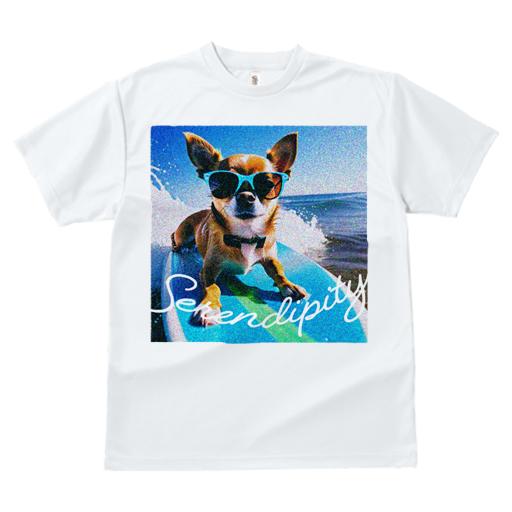 チワワ Tシャツ レディース 犬ファン 半袖 春夏 犬柄 プリント カジュアル かわいい 人間用 個性派 ここだけのデザイン 面白 サングラス チワワ サーフィン 海