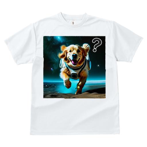 ゴールデンレトリバー Tシャツ メンズ キッズ 犬ファン 半袖 春夏 犬柄 プリント カジュアル かわいい 人間用 個性派 ここだけのデザイン 面白 宇宙 ゴールデンレトリバー 宇宙服 星