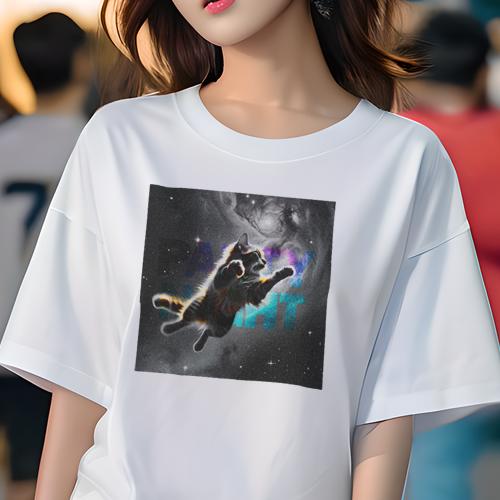 楽天フロントップ楽天市場店Tシャツ レディース 犬ファン 半袖 春夏 犬柄 プリント カジュアル かわいい 人間用 個性派 ここだけのデザイン 面白 宇宙 星雲