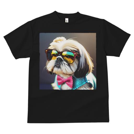 シーズー Tシャツ レディース 犬ファン 半袖 春夏 犬柄 プリント カジュアル かわいい 人間用 個性派 ここだけのデザイン 面白 サングラス シーズー 蝶ネクタイ 服