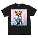 コーギー Tシャツ メンズ キッズ 犬ファン 半袖 春夏 犬柄 プリント カジュアル かわいい 人間用 個性派 ここだけのデザイン 面白 リボン コーギー ワンピース チェック柄