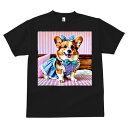 コーギー Tシャツ メンズ キッズ 犬ファン 半袖 春夏 犬柄 プリント カジュアル かわいい 人間用 個性派 ここだけのデザイン 面白 リボン コーギー ギンガムチェック ワンピース