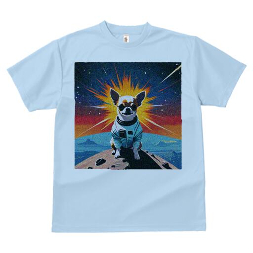 チワワ Tシャツ メンズ キッズ 犬ファン 半袖 春夏 犬柄 プリント カジュアル かわいい 人間用 個性派 ここだけのデザイン 面白 宇宙 チワワ 宇宙服 星 惑星