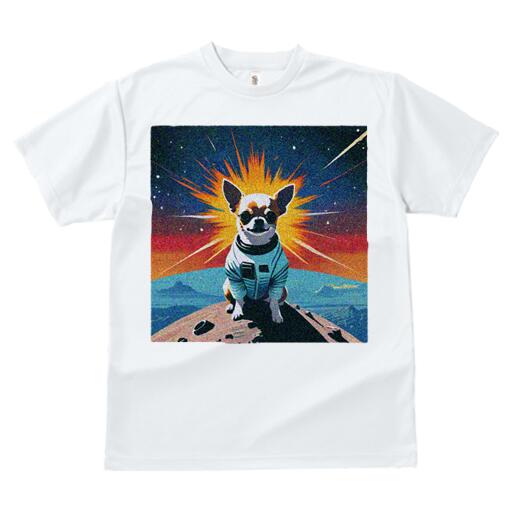 チワワ Tシャツ メンズ キッズ 犬ファン 半袖 春夏 犬柄 プリント カジュアル かわいい 人間用 個性派 ここだけのデザイン 面白 宇宙 チワワ 宇宙服 星 惑星