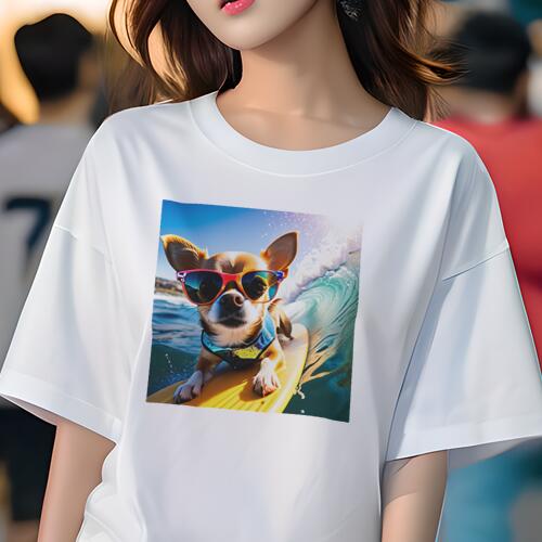チワワ Tシャツ レディース 犬ファン 半袖 春夏 犬柄 プリント カジュアル かわいい 人間用 個性派 ここだけのデザイン 面白 サングラス チワワ サーフィン 海 波 チワワ Tシャツ レディース 犬ファン 半袖 春夏 犬柄 プリント カジュアル かわいい 人間用 個性派 ここだけのデザイン 面白 サングラス チワワ サーフィン 海 波