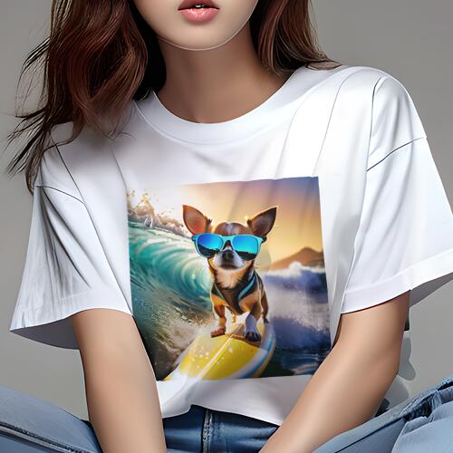 チワワ Tシャツ レディース 犬ファン 半袖 春夏 犬柄 プリント カジュアル かわいい 人間用 個性派 ここだけのデザイン 面白 サングラス チワワ サーフィン 波 海 チワワ Tシャツ レディース 犬ファン 半袖 春夏 犬柄 プリント カジュアル かわいい 人間用 個性派 ここだけのデザイン 面白 サングラス チワワ サーフィン 波 海
