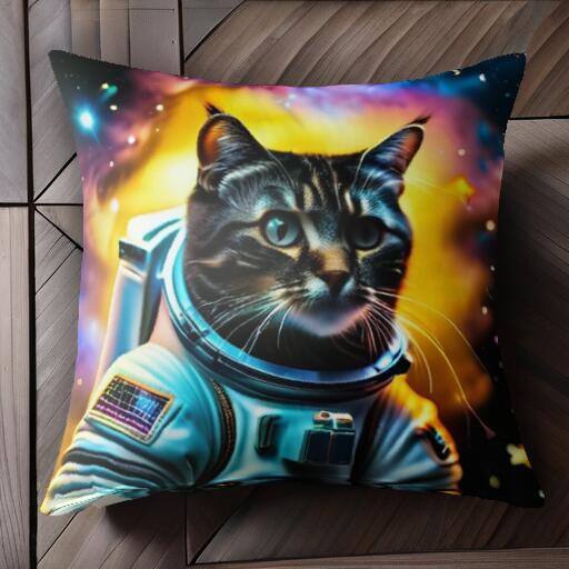宇宙飛行士 宇宙 猫 クッションカバー 45×45cm アニマル柄 おしゃれ 可愛い クッション本体付き 正方形 犬ファン