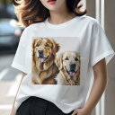 ゴールデンレトリバー Tシャツ レディース 犬ファン 半袖 春夏 犬柄 プリント カジュアル かわいい 人間用 個性派 ここだけのデザイン 面白 ゴールデンレトリバー(4)