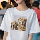ゴールデンレトリバー Tシャツ レディース 犬ファン 半袖 春夏 犬柄 プリント カジュアル かわいい 人間用 個性派 ここだけのデザイン 面白 ゴールデンレトリバー(4)