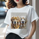 ゴールデンレトリバー Tシャツ レディース 犬ファン 半袖 春夏 犬柄 プリント カジュアル かわいい 人間用 個性派 ここだけのデザイン 面白 ゴールデンレトリバー(4)