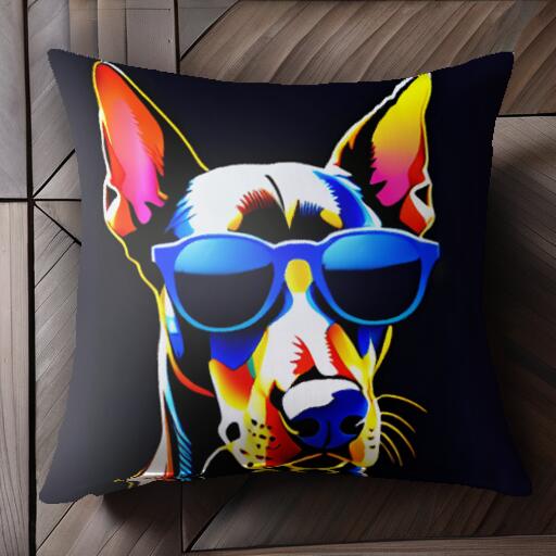 サングラス ドーベルマン クッションカバー 45×45cm アニマル柄 おしゃれ 可愛い クッション本体付き ..