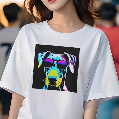 グレートデーン Tシャツ レディース 犬ファン 半袖 春夏 犬柄 プリント カジュアル かわいい 人間用 個性派 ここだけのデザイン 面白 サングラス グレートデーン