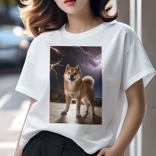 柴犬 Tシャツ レディース 犬ファン 半袖 春夏 犬柄 プリント カジュアル かわいい 人間用 個性派 ここだけのデザイン 面白 雷 柴犬 稲妻 空 夜 柴犬 Tシャツ レディース 犬ファン 半袖 春夏 犬柄 プリント カジュアル かわいい 人間用 個性派 ここだけのデザイン 面白 雷 柴犬 稲妻 空 夜