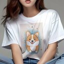 コーギー Tシャツ レディース 犬ファン 半袖 春夏 犬柄 プリント カジュアル かわいい 人間用 個性派 ここだけのデザイン 面白 星 コーギー かわいい イラスト(4)