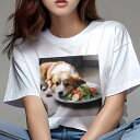 コーギー Tシャツ レディース 犬ファン 半袖 春夏 犬柄 プリント カジュアル かわいい 人間用 個性派 ここだけのデザイン 面白 サラダ コーギー(4)