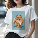 ポメラニアン Tシャツ レディース 犬ファン 半袖 春夏 犬柄 プリント カジュアル かわいい 人間用 個性派 ここだけのデザイン 面白 メガネ ポメラニアン かわいい イラスト(4)