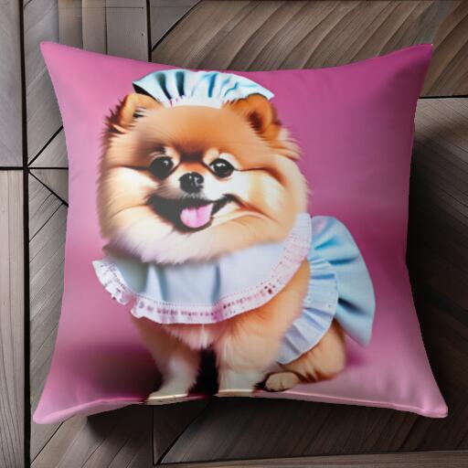 帽子 ポメラニアン エプロン クッションカバー 45×45cm アニマル柄 おしゃれ 可愛い クッション本体付..