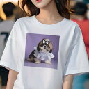 シーズー Tシャツ レディース 犬ファン 半袖 春夏 犬柄 プリント カジュアル かわいい 人間用 個性派 ここだけのデザイン 面白 リボン シーズー ワンピース