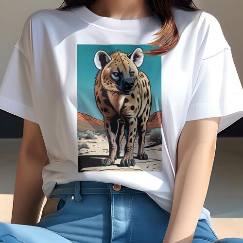 Tシャツ レディース 犬ファン 半袖 春夏 犬柄 プリント カジュアル かわいい 人間用 個性派 ここだけのデザイン 面白 サバンナ アフリカ 野生動物 動物 ハイエナ