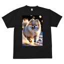 ポメラニアン Tシャツ メンズ キッズ 犬ファン 半袖 春夏 犬柄 プリント カジュアル かわいい 人間用 個性派 ここだけのデザイン 面白 雪 ポメラニアン 光 冬 輝き
