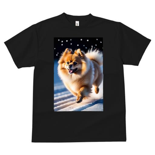 ポメラニアン Tシャツ レディース 犬ファン 半袖 春夏 犬柄 プリント カジュアル かわいい 人間用 個性派 ここだけのデザイン 面白 雪 ポメラニアン 冬 可愛い 笑顔