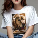 ゴールデンレトリバー Tシャツ レディース 犬ファン 半袖 春夏 犬柄 プリント カジュアル かわいい 人間用 個性派 ここだけのデザイン 面白 クッキー ゴールデンレトリバー デザート スイーツ おやつ