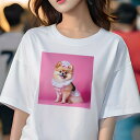 ポメラニアン Tシャツ レディース 犬ファン 半袖 春夏 犬柄 プリント カジュアル かわいい 人間用 個性派 ここだけのデザイン 面白 メイド服 ポメラニアン ピンク(4)