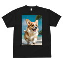 コーギー Tシャツ メンズ キッズ 犬ファン 半袖 春夏 犬柄 プリント カジュアル かわいい 人間用 個性派 ここだけのデザイン 面白 ビーチ コーギー 海 夏 休暇