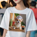 コーギー Tシャツ レディース 犬ファン 半袖 春夏 犬柄 プリント カジュアル かわいい 人間用 個性派 ここだけのデザイン 面白 寿司 コーギー シェフの帽子 キャンドル まな板