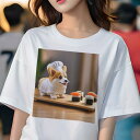 コーギー Tシャツ レディース 犬ファン 半袖 春夏 犬柄 プリント カジュアル かわいい 人間用 個性派 ここだけのデザイン 面白 寿司 コーギー シェフの帽...