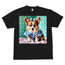 コーギー Tシャツ メンズ キッズ 犬ファン 半袖 春夏 犬柄 プリント カジュアル かわいい 人間用 個性派 ここだけのデザイン 面白 ワンピース コーギー リボン