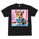 コーギー Tシャツ メンズ キッズ 犬ファン 半袖 春夏 犬柄 プリント カジュアル かわいい 人間用 個性派 ここだけのデザイン 面白 リボン コーギー チェック柄 ワンピース