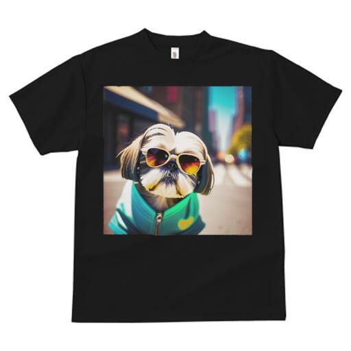 シーズー Tシャツ メンズ キッズ 犬ファン 半袖 春夏 犬柄 プリント カジュアル かわいい 人間用 個性派 ここだけのデザイン 面白 サングラス シーズー ジャケット シティ