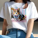 コーギー Tシャツ レディース 犬ファン 半袖 春夏 犬柄 プリント カジュアル かわいい 人間用 個性派 ここだけのデザイン 面白 リボン コーギー ギンガムチェック ワンピース