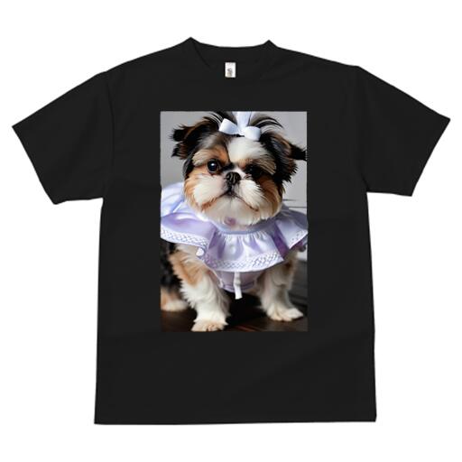シーズー Tシャツ レディース 犬ファン 半袖 春夏 犬柄 プリント カジュアル かわいい 人間用 個性派 ここだけのデザイン 面白 リボン シーズー ドレス