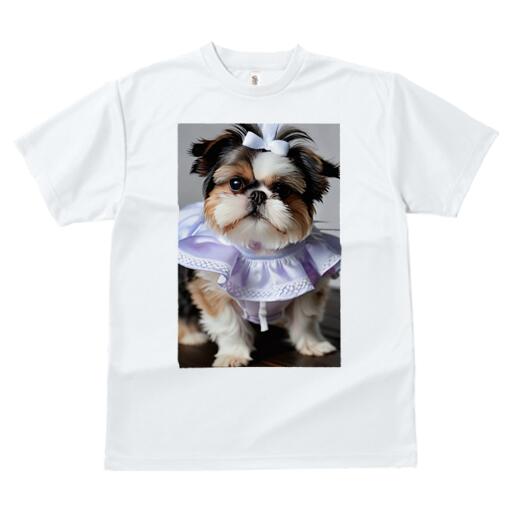 シーズー Tシャツ レディース 犬ファン 半袖 春夏 犬柄 プリント カジュアル かわいい 人間用 個性派 ここだけのデザイン 面白 リボン シーズー ドレス