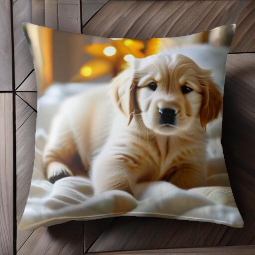 子犬 ゴールデンレトリバー 寝具 クッションカバー 45×45cm アニマル柄 おしゃれ 可愛い クッション本体付き 正方形 犬ファン