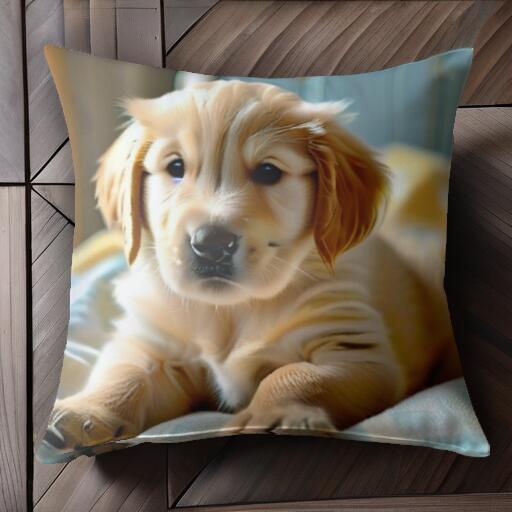 子犬 ゴールデンレトリバー かわいい ペット 動物 クッションカバー 45×45cm アニマル柄 おしゃれ 可愛い クッション本体付き 正方形 犬ファン