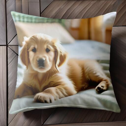 ベッド ゴールデンレトリバー クッションカバー 45×45cm アニマル柄 おしゃれ 可愛い クッション本体付き 正方形 犬ファン